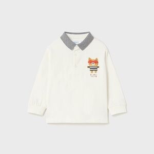 Mayoral White and Gray Polo with Fox Graphic